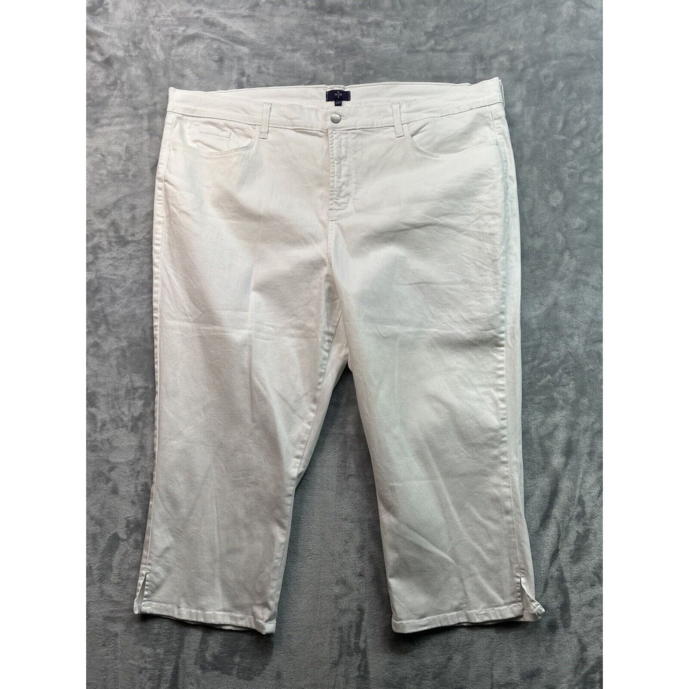 NYDJ Womens Plus Sz 22W Designer‎ Jeans White Crop Capri Mid Rise Stretch Beach